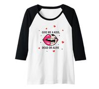 Donna Labbra Bacio Scuro Umorismo Amore Ragazza Gotico Maglia con Maniche Raglan