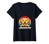 Donna Laboratorio Giallo Mamma Labrador Maglietta con Collo a V
