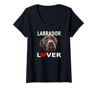 Donna Labrador Lover Chocolate Lab Dog Love Brown Lab Retriever Maglietta con Collo a V