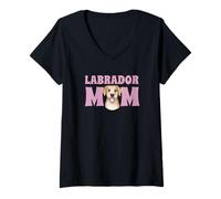 Donna Labrador Mom Mamma Labrador Maglietta con Collo a V