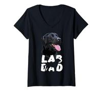 Donna Labrador nero Dad Lab Padre Labrador Retriever Dog Daddy Maglietta con Collo a V