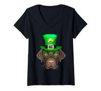 Donna Labrador Retriever Dog Leprechaun St. Patrick's Day Maglietta con Collo a V