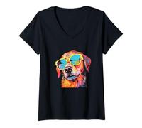 Donna Labrador Retriever Dog Pet Art Occhiali da sole per bambini ragazzi ragazze Maglietta con Collo a V