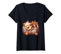Donna Labrador Retriever for Lab Mom Autumn Sleep Dog for Fall Maglietta con Collo a V