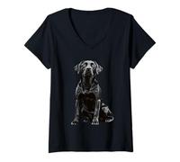Donna Labrador Retriever nero Maglietta con Collo a V