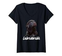 Donna Labradorable Chocolate Lab Dog, cucciolo di Labrador Retriever marrone Maglietta con Collo a V