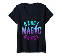 Donna Labryrinth Dance Magic Dance Silhouette Retro Fantasy Movie Maglietta con Collo a V