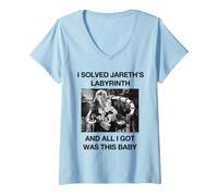 Donna Labyrinth I Solved Jareth's Labyrinth Funny Meme Movie Maglietta con Collo a V
