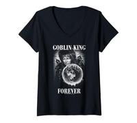 Donna Labyrinth Jareth Goblin King Forever 80's Fantasy Movie Maglietta con Collo a V