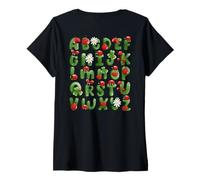 Donna Lady Bug alfabeto ABC apprendimento lettera Lady Bird Art sul retro Maglietta con Collo a V