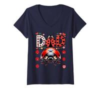 Donna Ladybug Daddy di The Birthday Girl Dad Maglietta con Collo a V
