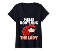 Donna Ladybug Don't Bug The Lady - Coccinelle Maglietta con Collo a V