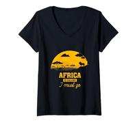 Donna L'Africa Chiama Che Devo Andare Maglietta con Collo a V