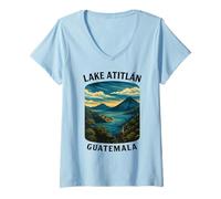 Donna Lago Atitlan Guatemala Lago Quetzal Chapin Antigua Tikal 502 Maglietta con Collo a V