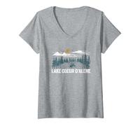 Donna Lago Coeur d'Alene Idaho Maglietta con Collo a V