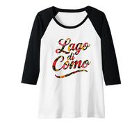 Donna Lago di Como Italia Script Floreale Souvenir Design Donna Ragazza Maglia con Maniche Raglan