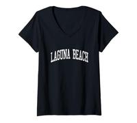 Donna Laguna Beach California CA Design vintage sportivo atletico Maglietta con Collo a V