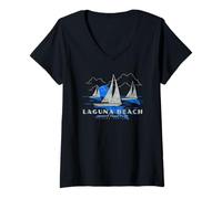 Donna Laguna Beach California Yachting Souvenir Laguna Beach Maglietta con Collo a V