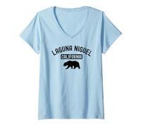 Donna Laguna Niguel California USA Bandiera Vintage Orso Orange County Maglietta con Collo a V