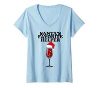 Donna L'aiutante Preferito di Babbo Natale Vino Rosso Maglietta con Collo a V