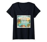 Donna Lake Life Relax Rilassarsi Godetevi Maglietta con Collo a V