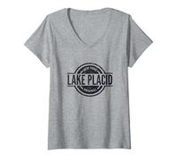 Donna Lake Placid New York - Ufficiale Lake Placid NY Maglietta con Collo a V