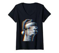 Donna Lama di Natale per Festival Musicali Ravers EDM Festa di Natale Maglietta con Collo a V