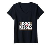 Donna L'Amore dei Cani guarisce - Cane soccorritore Maglietta con Collo a V