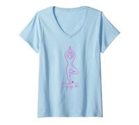 Donna L'Amore dello Yoga Carino Design Minimalista Maglietta con Collo a V