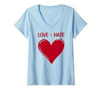 Donna L'Amore è più Grande dell'odio Heart Nice Sweet Maglietta con Collo a V