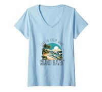 Donna L'amore in ogni onda - Grand Haven Maglietta con Collo a V