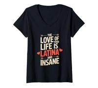 Donna L'amore per la tua vita è il design latina e folle Maglietta con Collo a V
