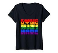 Donna L'Amore Trumps Odio L'Amore è Amore Arcobaleno Gay Pride Maglietta con Collo a V