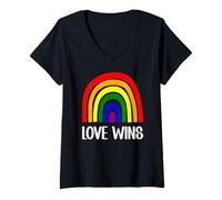 Donna L'Amore Vince Il Rainbow Pride Equality Inclusion Design Maglietta con Collo a V