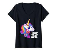 Donna L'Amore Vince l'orgoglio LGBT Unicorn Maglietta con Collo a V
