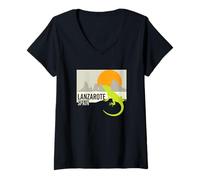 Donna Lanzarote Spagna Tramonto Maglietta con Collo a V