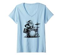 Donna L'Arte del Batterista dell'uomo di Natale Maglietta con Collo a V