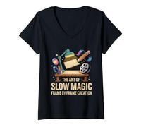 Donna L'arte della magia lenta Frame By Frame Creation Animation Draw Maglietta con Collo a V