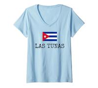 Donna Las Tunas Country Cuba Family Trip Travel Bambini Uomo Donna Maglietta con Collo a V