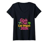 Donna Las Vegas Matching Girls Trip Squad Migliori Amiche Donne 2026 Maglietta con Collo a V