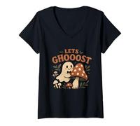 Donna Lascia Che Il Fantasma dei Funghi Ghoost Maglietta con Collo a V