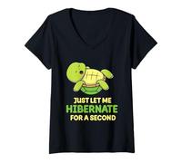 Donna Lasciatemi Ibernare per Un Attimo Dormire Sleepy Ibernazione Maglietta con Collo a V