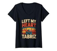 Donna Lasciato Il Mio Cuore In Tabriz Città Vintage Landmark Maglietta con Collo a V
