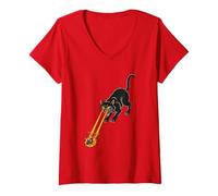 Donna Laser Cat Cat with Laser Eyes Maglietta con Collo a V