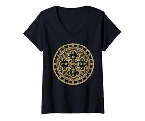 Donna Last Minute Halloween Cerchio Croce Pentagramma Stella Maglietta con Collo a V