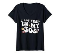 Donna Last Year in My 30s, Regali di Compleanno Divertenti, Trenta Goth Maglietta con Collo a V