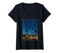 Donna Late Night City Pop Drive Retro 80s Aesthetic Maglietta con Collo a V