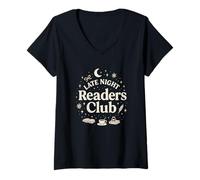 Donna Late Night Readers Club Moon & Stars Book Lover Maglietta con Collo a V
