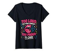 Donna Latina Pride Mujer Poderosa Impenitente Bilingue Bellezza Maglietta con Collo a V