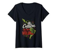 Donna Latina Pride Mujer Poderosa Impenitente Bilingue Bellezza Maglietta con Collo a V